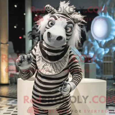 Produktbild von Silbernes REDBROKOLY Zebra-Maskottchenkostüm mit Midikleid und Fäustlingen