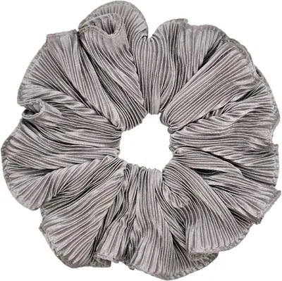 Produktbild von Haargummi mit Plissee-Rand Große Haargummis Scrunchies mit leichtem Perlglanz, Elastisch weich haarschonend, Scrunchie Pferdeschwanz Halter für dickes und dünnes Haar, für Damen Frauen Mädchen (Grau)