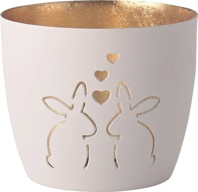 Immagine prodotto di Compagnia del Regalo Madras Bunny M lanterna, portacandele, ferro, bianco/oro, h 8,5 cm, 1156004001