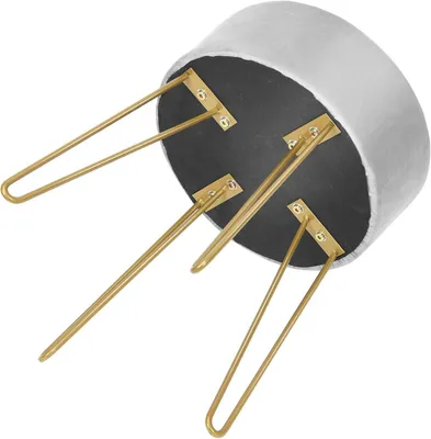 Produktbild von Runder Samthocker als Sitz- und Schminkhocker mit stabilen goldenen Metallfüßen, gepolsterter Fußhocker für Wohnzimmer und Schlafzimmer (Hellgrau)
