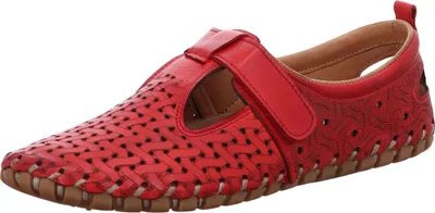 Produktbild von Gemini Damen Slipper Leder mit Lochmuster T-Riemen und Klettverschluss 031158-02, Größe:42 EU, Farbe:Rot