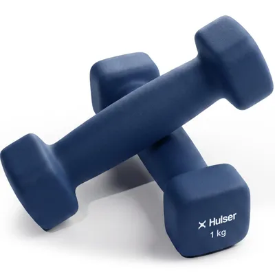 Produktbild von Hulser Hantelset - 2 x 1 kg - Neopren Hanteln - Blau - Gewichte - Kurzhanteln für Krafttraining - Workout Fitness Training Zuhause