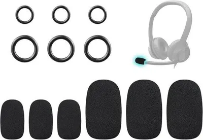 Produktbild von Mikrofonabdeckung für Logitech H390/G432/G733 und Pro/Zone Serie Kopfhörer, Schaumschutz, Popfilter und Windschutz - Schwarz (3 klein + 3 groß)