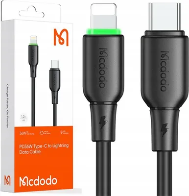 Obrázek produktu pro Mcdodo CA-4761 USB-C to Lightning kabel s LED světlem, 1,2 m, černý
