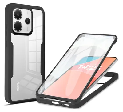 Produktbild von 360 Grad Rundum Schutz Handyhülle für Xiaomi Redmi Note 14 Full Cover Vollschutz Case Farbe: Schwarz