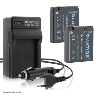 Produktbild von 2x Akku + Lader für Panasonic DMW-BCJ13 Lumix DMC-LX5  DMC-LX7 1000 mAh 3,6V