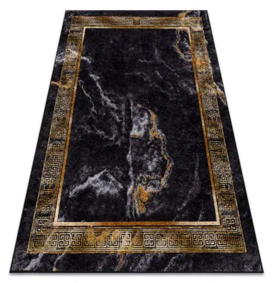 Image de Tapis lavable MIRO 51278.809 Marbre, grec antidérapant - noir / or noir 80x150 cm
