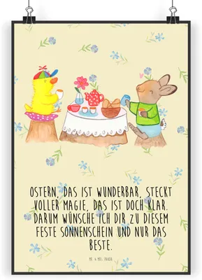 Produktbild von Mr. & Mrs. Panda Bild Ostern Frühstück DIN A3 - Blumig - Geschenk, Kunstdruck, Frühling, Küken, Osterhase, poster, Wanddekoration, Hase, wanddeko, drucke