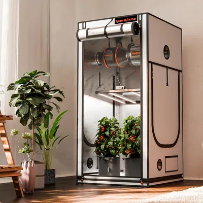 Produktbild von Growzelt Growbox für Innen - SF-90X90X180Pro - 90×90×180 cm - 2000D Oxford-Gewebe - Für Hydroponik - Pro White - Weiß
