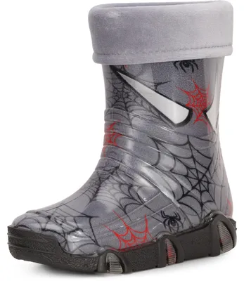 Produktbild von Ladeheid Kinder Mädchen Jungen Gummistiefel Gefüttert Swk2020 (Dunkelgrau Spinnen 40, 25/26)