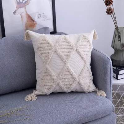 Obrázok produktu pre 1 kus Boho obliečka na vankúš Bavlnený dekoratívny vankúš Maroko Všívané obliečky na vankúš v obývačke so spálňou (45 x 45 cm)