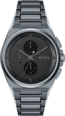 A close-up studio shot of a men's wristwatch.