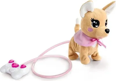 Immagine prodotto di Chihuahua di peluche Chi Chi Love Loomy, 20 cm, Filoguidée, batterie incluse, guinzaglio luminoso, si muove, abbaia e scodinzola
