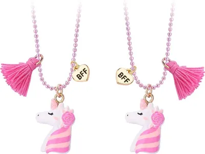 Obrázok produktu pre Bixorp Friends BFF náhrdelník pre 2 s jednorožcom Pink & Gold - Friendship náhrdelník so strapcom