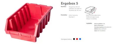 Immagine prodotto di Ergobox 5 contenitori a giorno, rosso