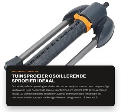 Produktbild von Bewässerungssystem für den Garten – Rotierender Sprinkler – Oszillierender Sprinkler – Einstellbarer Sprühwinkel – Metallbasis – Reichweite bis zu 100 m² – 20 Sprühdüsen