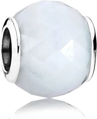 Produktbild von PANDACHARMS Kleiner Weißer Facettenglas Charm, 925er Sterling Silber, passt zu Pandora