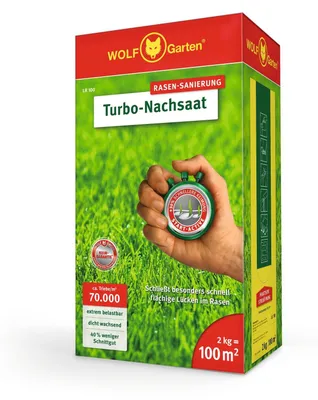 Imagen del producto de Wolf-Garten, césped para resiembra, modelo LR 100, para 100 metros cuadrados