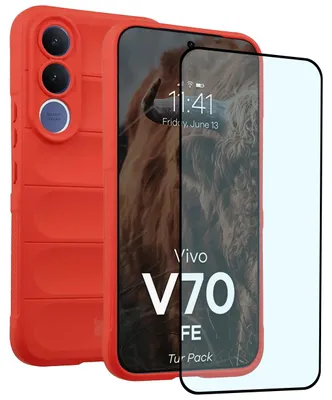 Produktbild von Robuste Handyhülle + gehärtetem Glas für Vivo V70 FE 5G, Bizon Tur Pack, Rot