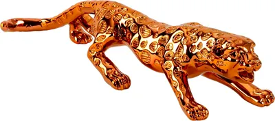 Produktbild von Moderne Skulptur Dekofigur Leopard aus Kunststein bronzefarben Länge 30 cm