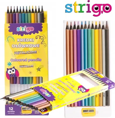 Produktbild von Metallic Bleistifte 12 Farben + Anspitzer Strigo SSC118