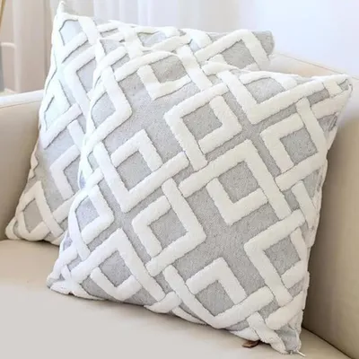 Produktbild von Set mit 2 Kissenbezügen 45x45 cm Boho-Dekokissen Sofakissen Dekokissen für Wohnzimmer Schlafzimmer (Grau)