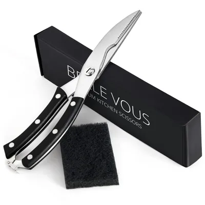 Produktbild von Belle Vous Hochwertige Küchenschere -Geflügelschere 25,5cm Vielzweckschere Gefedert aus Edelstahl Scharfe Schere zum Schneiden von Geflügel, Hähnchen,