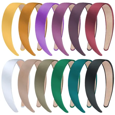 Imagen del producto de 12 cintas para el pelo de satén, de 2,5 centímetros de ancho, de colores variados