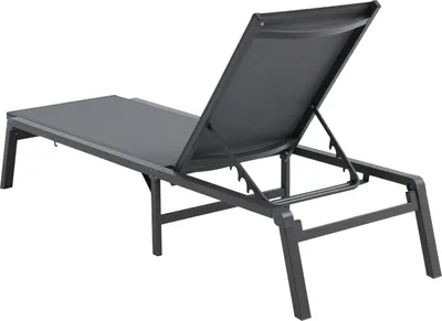 Produktbild von SucceBuy Chaiselongue-Sessel, verstellbarer Aluminium-Liegestuhl für Terrasse, Garten und Strand, leichter Klappstuhl mit 5-facher Verstellung, wetterfest, Dunkelgrau