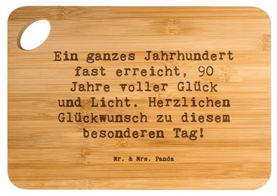 Produktbild von Mr. & Mrs. Panda Holzbrett Spruch 90. Geburtstag - Transparent - Geschenk, Alter, Happy Birthday, wunderbare Erlebnisse, Jubiläum, Meilenstein, neunzigster, Brett