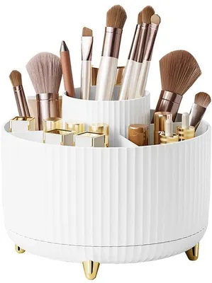 Immagine prodotto di Dailygoody - Organizer per trucchi - Scatola porta trucchi girevole a 360° - 5 scomparti - Organizer per cosmetici - Pratico da tenere sul tavolo - Salva spazio - Scatola...