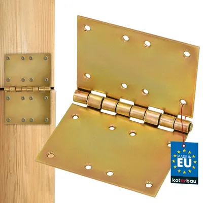 Productafbeelding van KOTARBAU deurscharnieren 100 mm x 150 mm opgerold verzinkt geel hoekscharnieren meubelband deurband kistband 2 vleugels kistscharnieren kastscharnieren