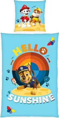 Immagine prodotto di Biancheria da letto Paw Patrol 135 x 200 cm, set da letto per bambini in cotone, 2 pezzi, motivo reversibile