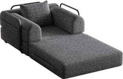 Produktbild von 181.6x94x49.5 cm Grau Chenille Schlafsofa 2in1 Mit Staufach In Der Armlehne Drei Metallrahmen Mehrere Konfigurationsmoeglichkeiten
