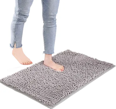 Produktbild von 2 Stuck Badematte rutschfest Badezimmerteppich 40x60 cm - WC Badteppich Flauschige Bodenmatte oder Badvorleger für Dusche, Badewanne und Toilette