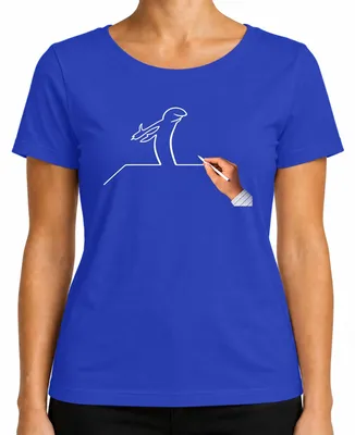 Imagen del producto de Camiseta para mujer, diseño "La Línea Osvaldo Cavandoli Balum Strichmännchen", color azul, talla S