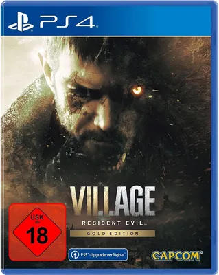 The image shows the front cover of a PlayStation 4 game case for Resident Evil Village Gold Edition.