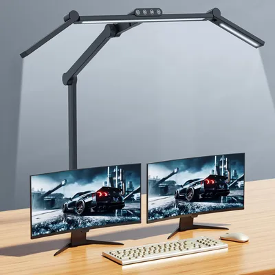 Immagine prodotto di Lampada da scrivania a LED – Lampada da architetto con morsetto – 24 W – Dimmerabile – Regolazione automatica della luminosità – Spina europea – Colore nero