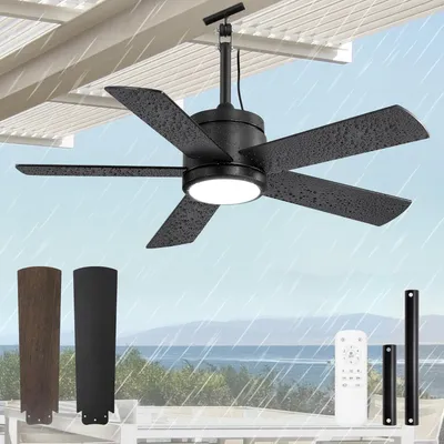 Produktbild von Outdoor-Deckenventilator mit Beleuchtung 106CM - Dimmbare Ventilatorlampe mit Fernbedienung