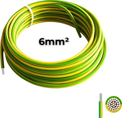 Produktbild von Erdungskabel H07V-K Aderleitung Kupfer feindrähtig & flexibel Grün/Gelb 6mm2 PV Anlage 20m