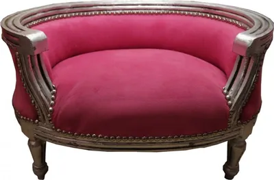 Produktbild von Casa Padrino Barock Hunde & Katzen Sofa im Antik Stil Rosa / Silber 71,5 x 53 x 41 cm
