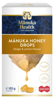 Image de Bonbons au miel de Manuka MGO™ 400+ et à la vitamine C, saveur gingembre et citron