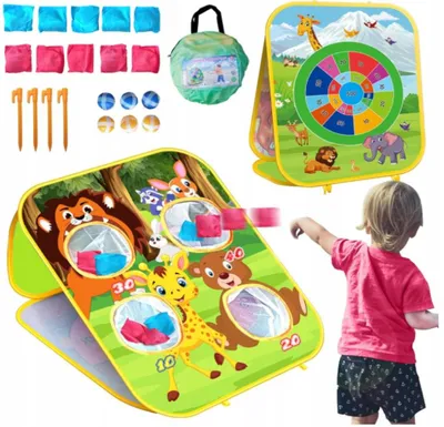 Produktbild von 3-in-1 Zielwurf-Spiel für Kinder – farbenfrohes Geschicklichkeitsspiel mit Wurfbällen und Zielscheibe