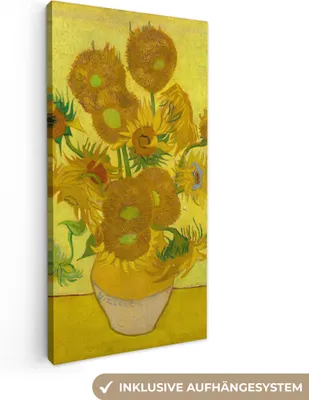 Obrázok produktu pre MuchoWow® - Plátno - Slnečnice - Vincent van Gogh, nástenná maľba, nástenné dekorácie obrazy obývacia izba, 20x40cm