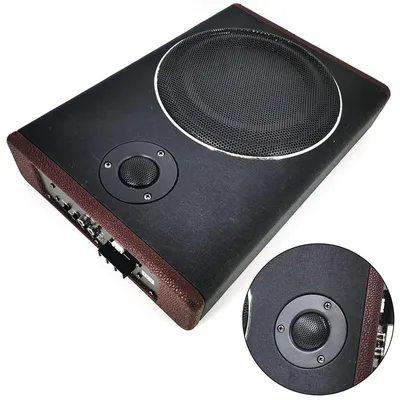 Produktbild von 8" 600 W Auto Subwoofer Untersitz – ultradünner aktiver Basslautsprecher mit Metallgehäuse – Kompakter Untersitzbass für Auto Sound System, Schwarz