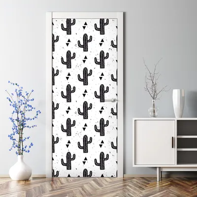 Produktbild von Dekorative Türtapete selbstklebend Türposter Tapete Türaufkleber Schwarze Kakteen 85 x 200 cm