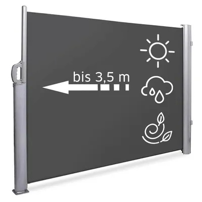 Produktbild von Seitenmarkise EXKLUSIV - 200x350 cm - Anthrazit - blickdichter Sichtschutz für Balkon, Terrasse & Garten - ausziehbar, imprägniert und wasserabweisend