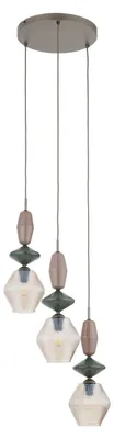 Produktbild von Hängeleuchte Metall Glas E14 B: 42 cm H: max. 143 cm Braun Cognac 3-flammig Modern Hängelampe