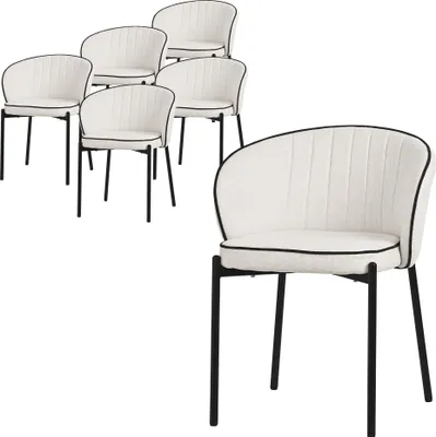 Zdjęcie produktu dla ML-Design krzesła do jadalni zestaw 6 beżowych krzeseł kuchennych z obiciem z tkaniny metalowe nogi krzesło do salonu z oparciem tapicerowane krzesła do jadalni i kuchni