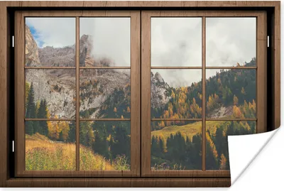 Produktbild von MuchoWow® Poster Aussicht - Berg - Baum 60x40 cm - Schlafzimmerdekoration